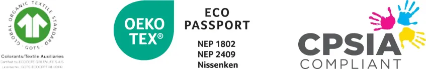 gots, cpsia, and oeko logos