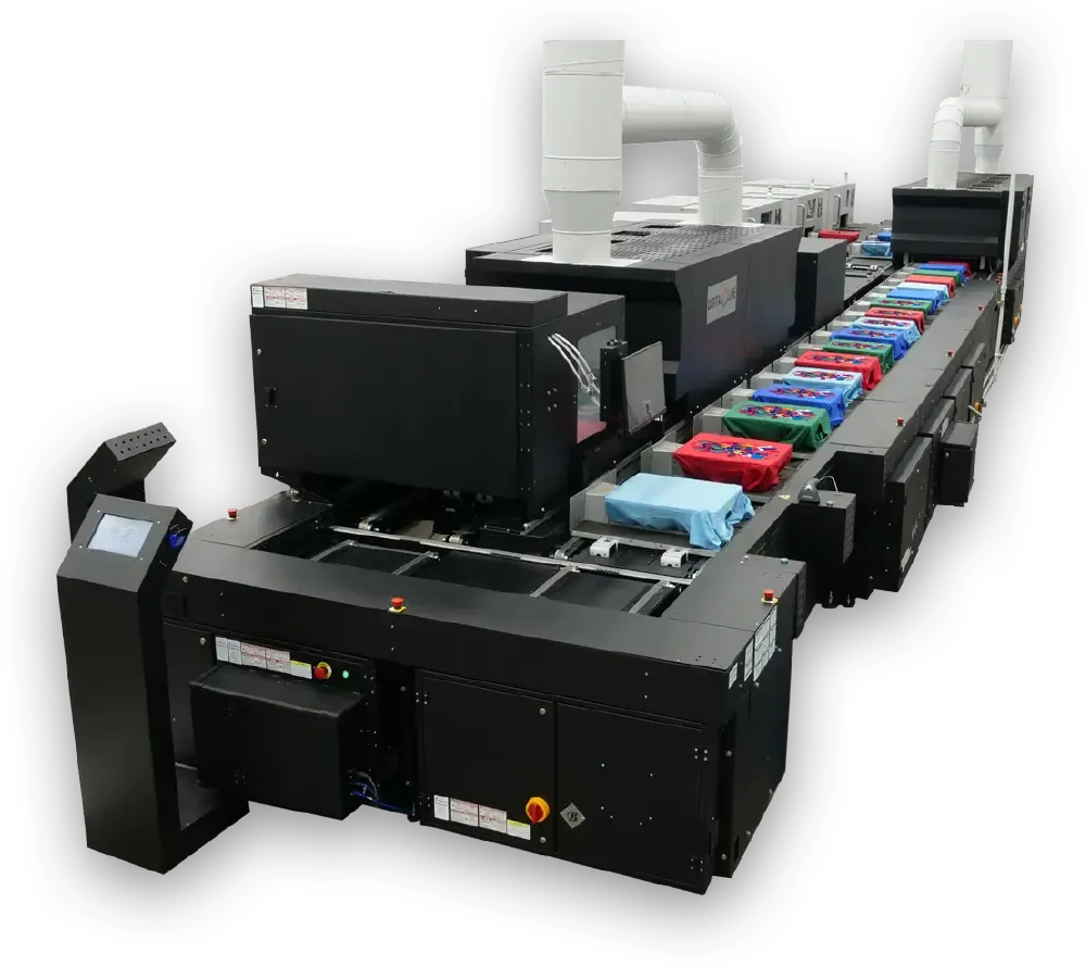 Brother GTXpro printer with freshly printed shirts