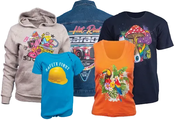 Colorful custom printed apparel